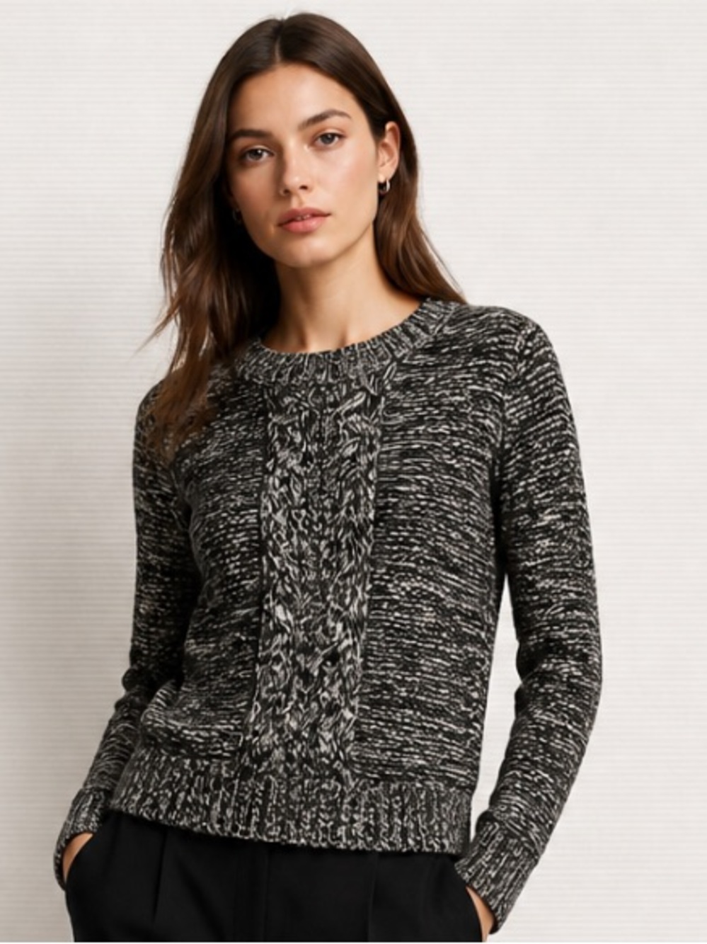 STARING AT STARS Urban Cropped Pullover Sweater Black White
